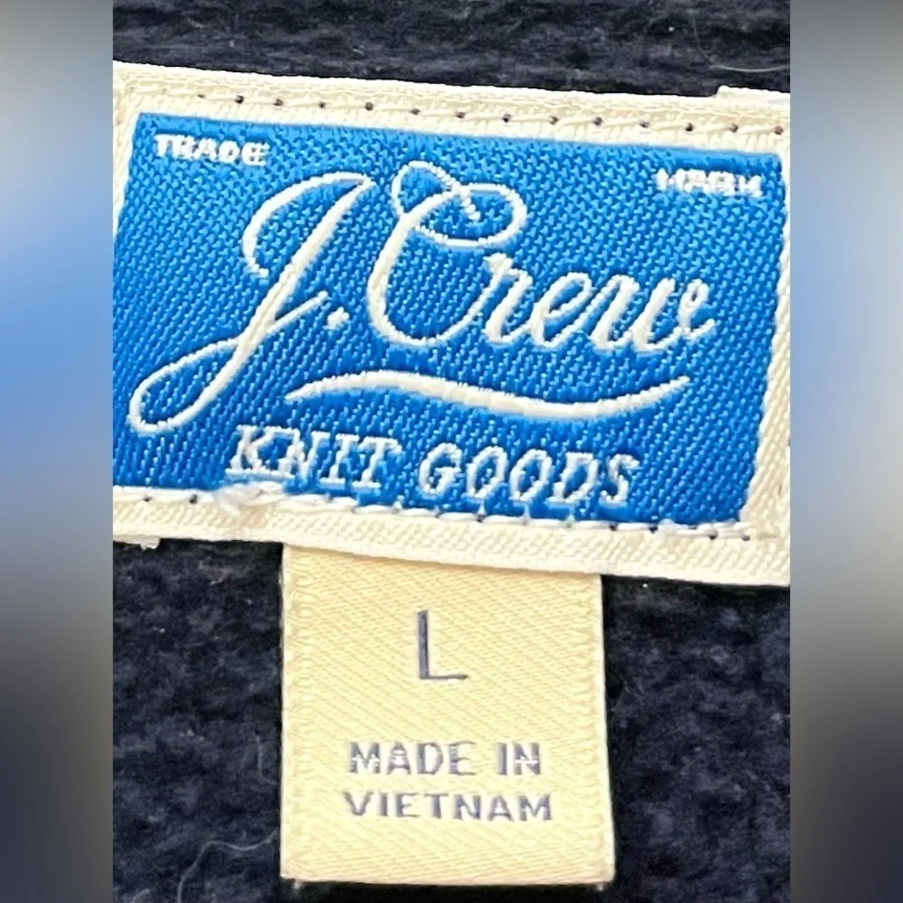 J. Crew Navy/Cream Fair Isle Brushed Fleece Quarter Zip Sweatshirt Size Large